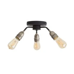 Dunelm Marsden 3 Light Semi Flush Ceiling Fitting, Black And Nickel -Lava Lamp Shop 30798587 alt04