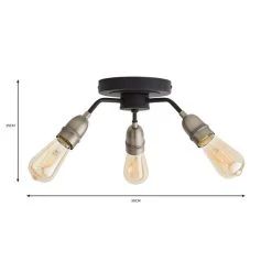 Dunelm Marsden 3 Light Semi Flush Ceiling Fitting, Black And Nickel -Lava Lamp Shop 30798587 alt06