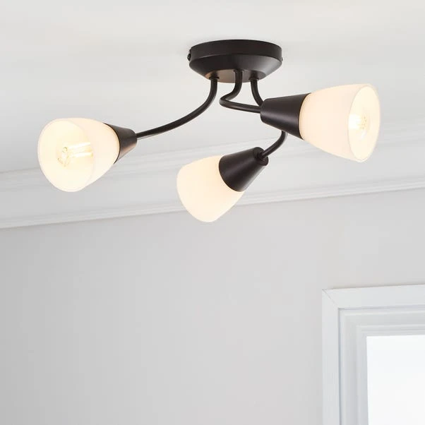 Dunelm Ordway Frosted 3 Light Black Ceiling Fitting 1 Dunelm Ordway Frosted 3 Light Black Ceiling Fitting